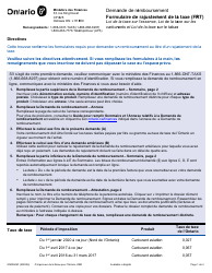 Form ON00069F Demande De Remboursement Formulaire De Rajustement De La Taxe (Frt) - Ontario, Canada