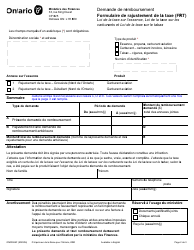 Form ON00069F Demande De Remboursement Formulaire De Rajustement De La Taxe (Frt) - Ontario, Canada, Page 2