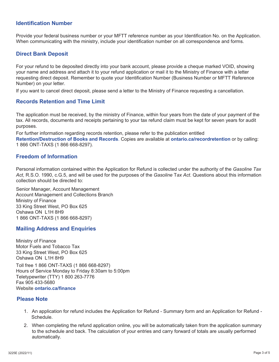 Form 3225E Guide for Completing the Application for Refund Summary and Schedule 12 Tes - Tax Exempt Sales - Export out of Ontario - Ontario, Canada, Page 3
