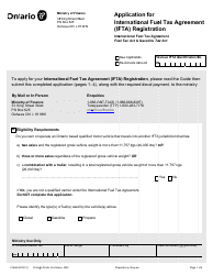 Form 0166E Application for International Fuel Tax Agreement (Ifta) Registration - Ontario, Canada