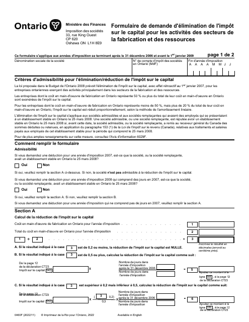 Forme 0460F  Printable Pdf