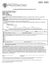 Document preview: Form CFS08 0700B U.S. Bank Reliacard Enrollment Authorization Form - Oregon