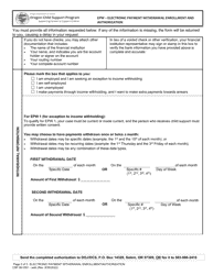 Form CSF08 0301 Epw - Electronic Payment Withdrawal Enrollment and Authorization - Oregon, Page 2