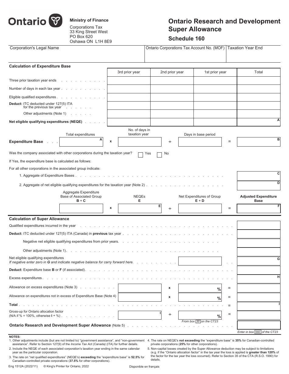 Form 1512A Schedule 160 Fill Out, Sign Online and Download Fillable