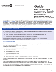 Document preview: Instruction pour Forme 3235F Demande De Remboursement - Sommaire Et Annexe 6 Teu - Materiel Non Immatricule - Ontario, Canada (French)