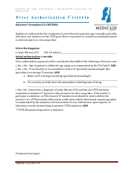 Document preview: Prior Authorization Criteria - Kalydeco (Ivacaftor) - Mississippi