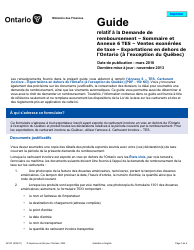 Document preview: Forme 3219F Guide Relatif a La Demande De Remboursement - Sommaire Et Annexe 6 Tes - Ventes Exonerees De Taxe - Exportations En Dehors De L'ontario (A L'exception Du Quebec) - Ontario, Canada (French)