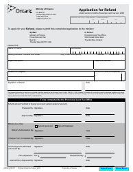 Document preview: Form 0255E Application for Refund - Ontario, Canada