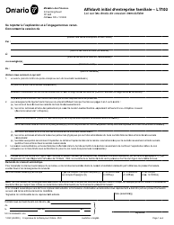 Forme LT100 (1204F) Affidavit Initial D&#039;entreprise Familiale - Ontario, Canada (French)