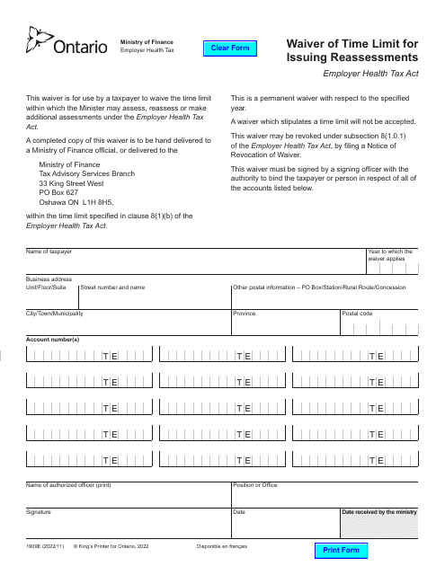Form 1909E  Printable Pdf