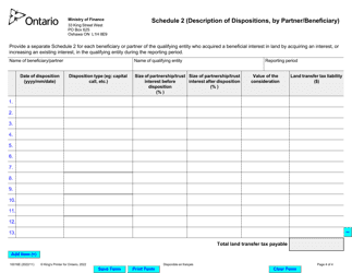 Form 10016E Return on Dispositions of a Beneficial Interest in Land by Partners or Beneficiaries Holding an Interest in a Qualifying Entity (Ontario Regulation 343/18) Land Transfer Tax Act - Ontario, Canada, Page 4