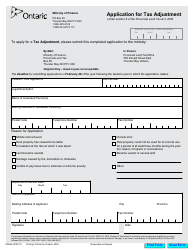 Document preview: Form 0254E Application for Tax Adjustment - Ontario, Canada