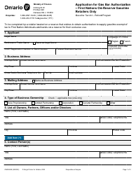 Form ON00493E Application for Gas Bar Authorization - First Nations on-Reserve Gasoline Retailers Only - Ontario, Canada