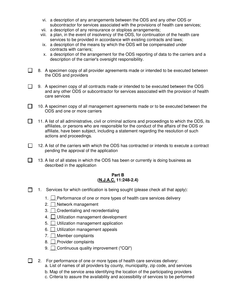 Form MC-7 Application Package for Certification as an Organized Delivery System (Ods) - New Jersey, Page 2