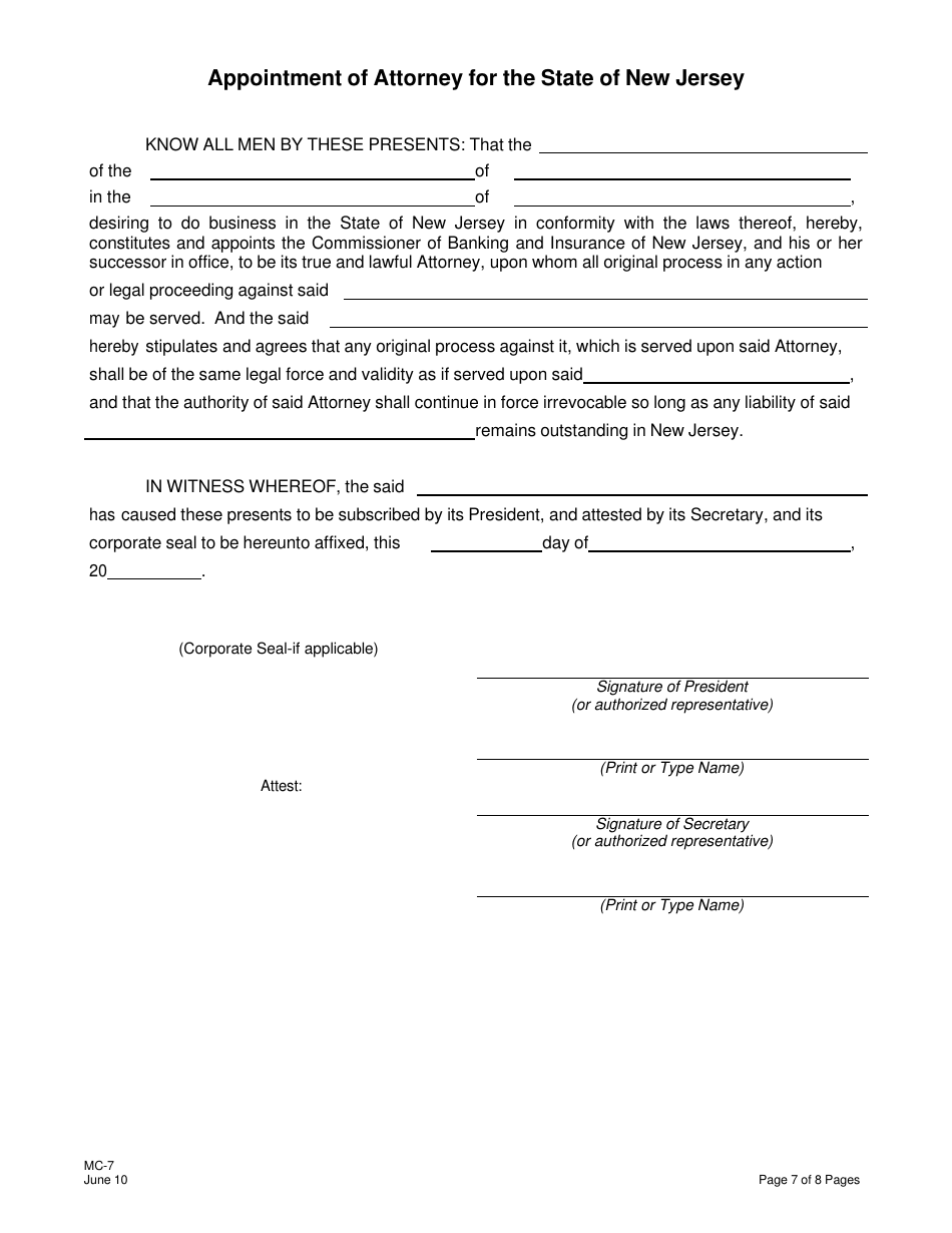 Form MC-7 Application Package for Certification as an Organized Delivery System (Ods) - New Jersey, Page 7