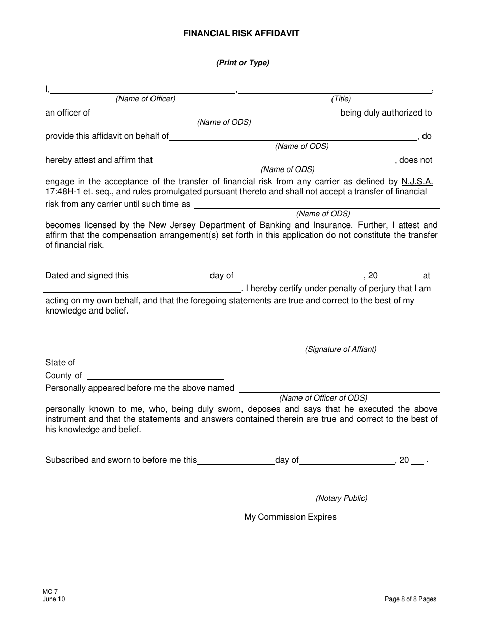 Form MC-7 Application Package for Certification as an Organized Delivery System (Ods) - New Jersey, Page 8