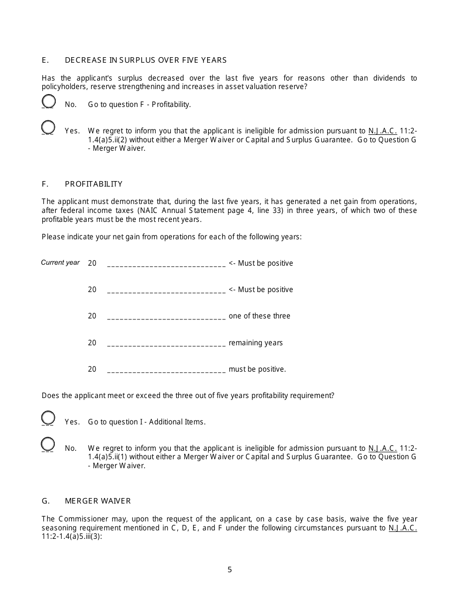 General Eligibility Worksheet - Life and Health - New Jersey, Page 5