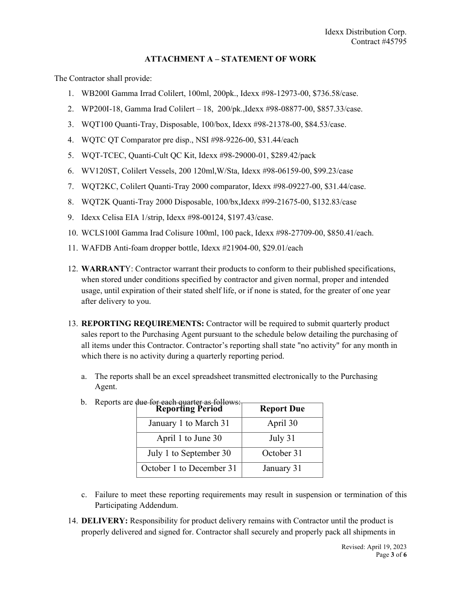 Contract #45795 - Laboratory Equipment  Supplies - Vermont, Page 3