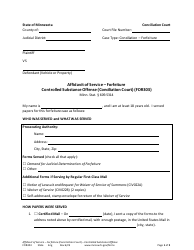 Document preview: Form FOR303 Affidavit of Service - Forfeiture - Controlled Substance Offense - Minnesota