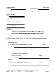 Document preview: Form FOR402 Demand for Judicial Determination of Forfeiture of Property - Minnesota
