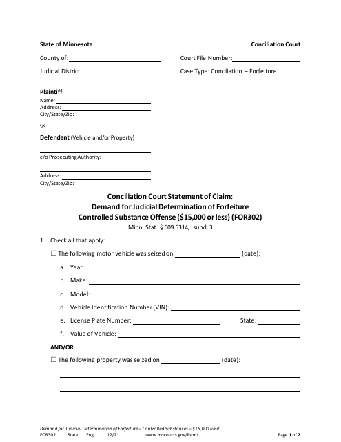 Form FOR302  Printable Pdf