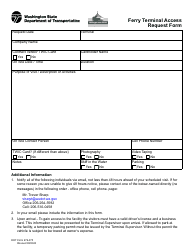 Document preview: DOT Form 272-075 Ferry Terminal Access Request Form - Washington