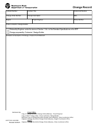 Document preview: DOT Form 422-002 Change Record - Washington
