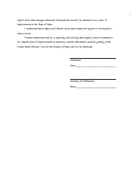 Defendant&#039;s Waiver of Right to Remain in Federal Custody Prior to Trial in Federal Court - Idaho, Page 2