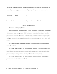 Waiver of Detention and Detention Order - Idaho, Page 2