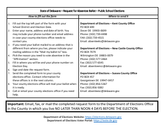Request for Absentee Ballot - Public School Elections - Delaware, Page 2
