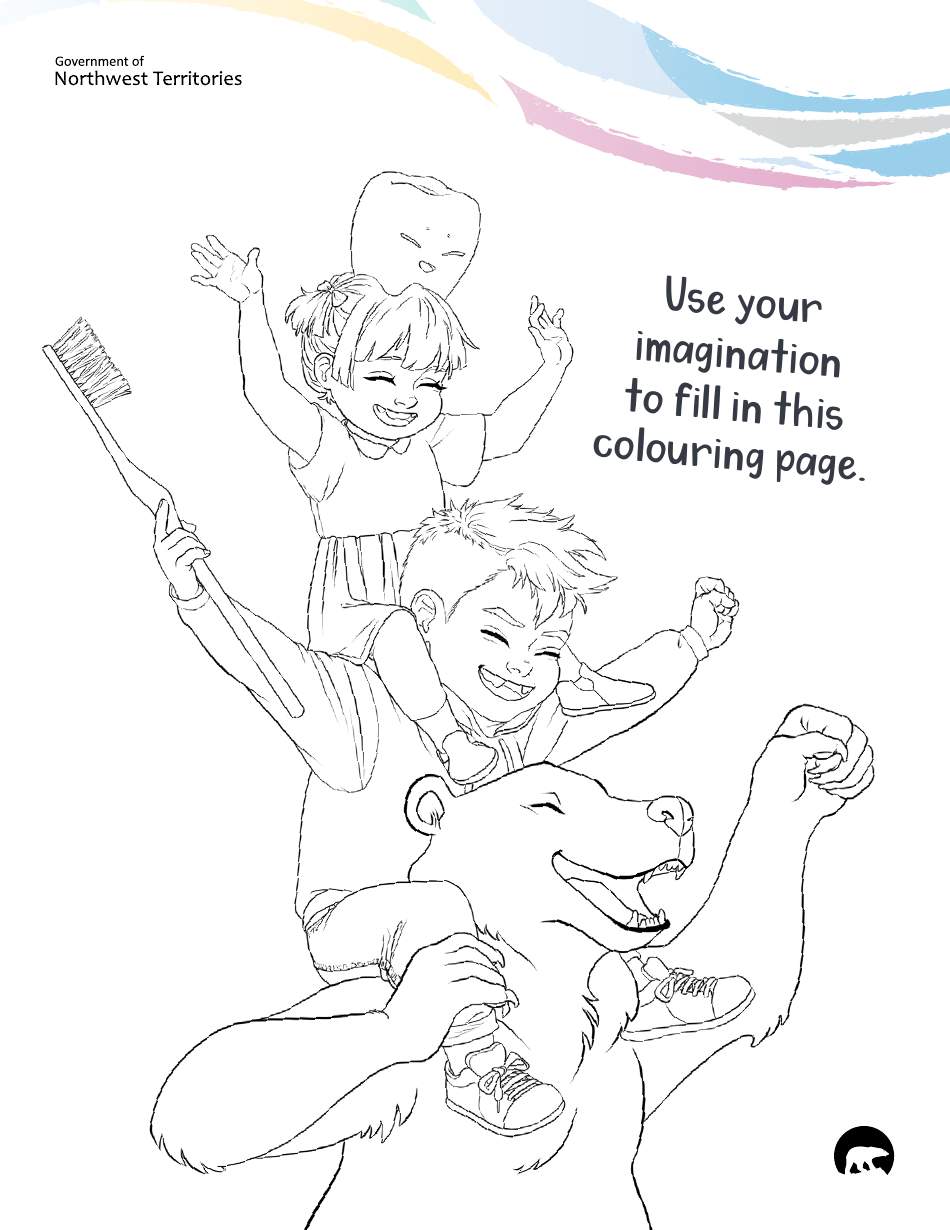 Tooth Brushing Colouring Page - Northwest Territories, Canada, Page 1
