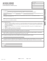 Document preview: Form ADM861 Access Order - Dars - British Columbia, Canada