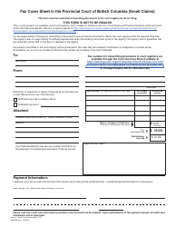 Document preview: SCR Form 20 (ADM833) Fax Cover Sheet in the Provincial Court of British Columbia (Small Claims) - British Columbia, Canada