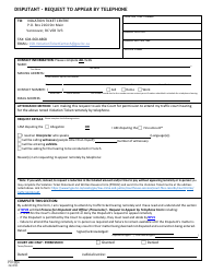 Document preview: Form PTR824 Disputant - Request to Appear by Telephone - British Columbia, Canada