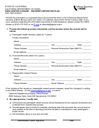 Document preview: Form CDA7009 Cbas Center Closure - Records Disposition Plan - California