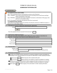 Document preview: Form P21 Submission for Resealing - British Columbia, Canada