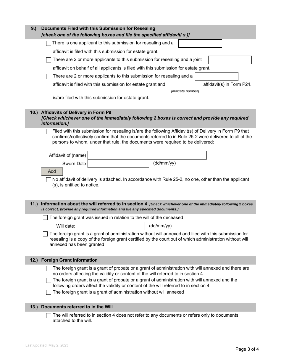 Form P21 Submission for Resealing - British Columbia, Canada, Page 3