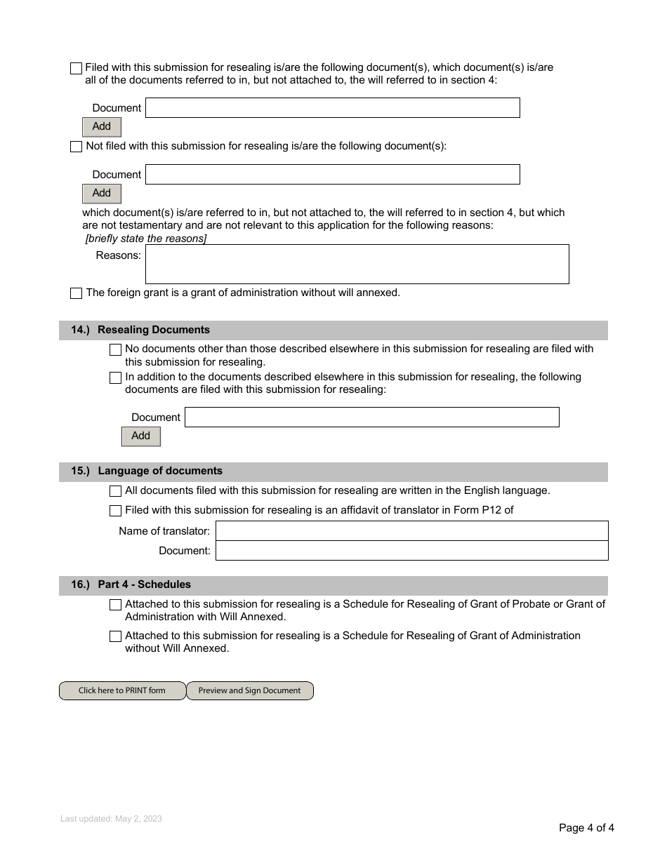Form P21 Submission for Resealing - British Columbia, Canada, Page 4