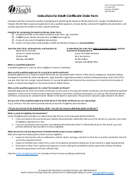 Document preview: Form DOH422-184 Death Certificate Mail Order Form - Washington