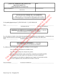 Document preview: Waiver of Jury Trial - Massachusetts (Portuguese)