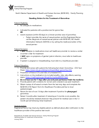 Document preview: Standing Orders for the Treatment of Gonorrhea - North Dakota