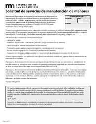 Document preview: Formulario DHS-1958-SPA Solicitud De Servicios De Manutencion De Menores - Minnesota (Spanish)