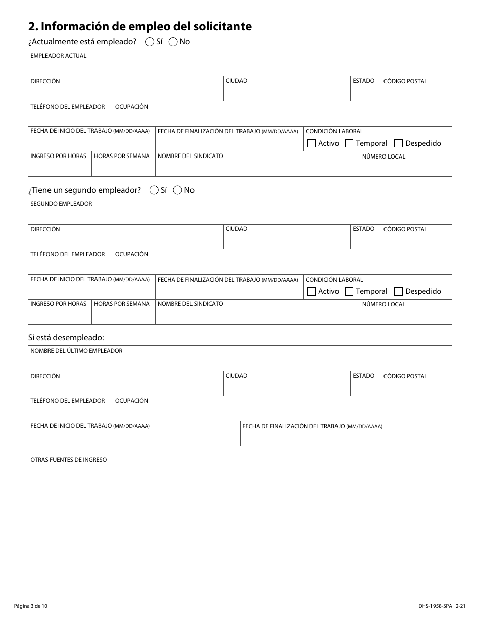 Formulario DHS-1958-SPA Solicitud De Servicios De Manutencion De Menores - Minnesota (Spanish), Page 3