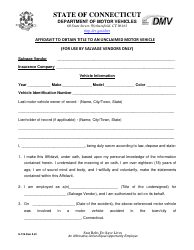 Form H-136 Affidavit to Obtain Title to an Unclaimed Motor Vehicle - Connecticut