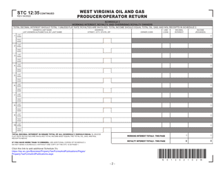 Form STC12:35 West Virginia Oil and Gas Producer/Operator Return - West Virginia, Page 2