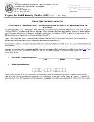 Document preview: Form DARM-BACM-007 Request for Social Security Number (Ssn) - Wisconsin