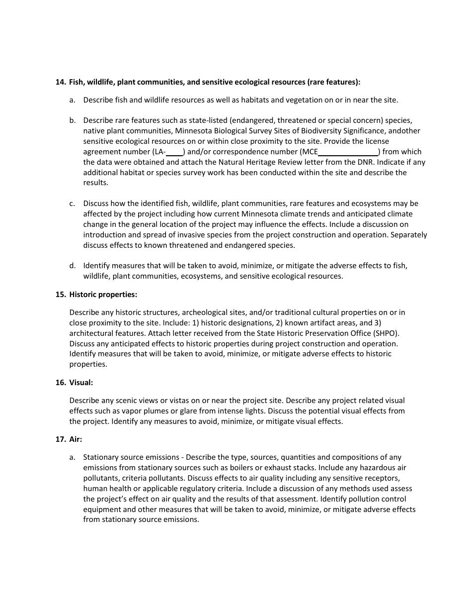 Environmental Assessment Worksheet - Minnesota, Page 10