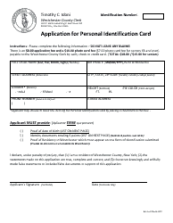 Application for Personal Identification Card - Westchester County, New York