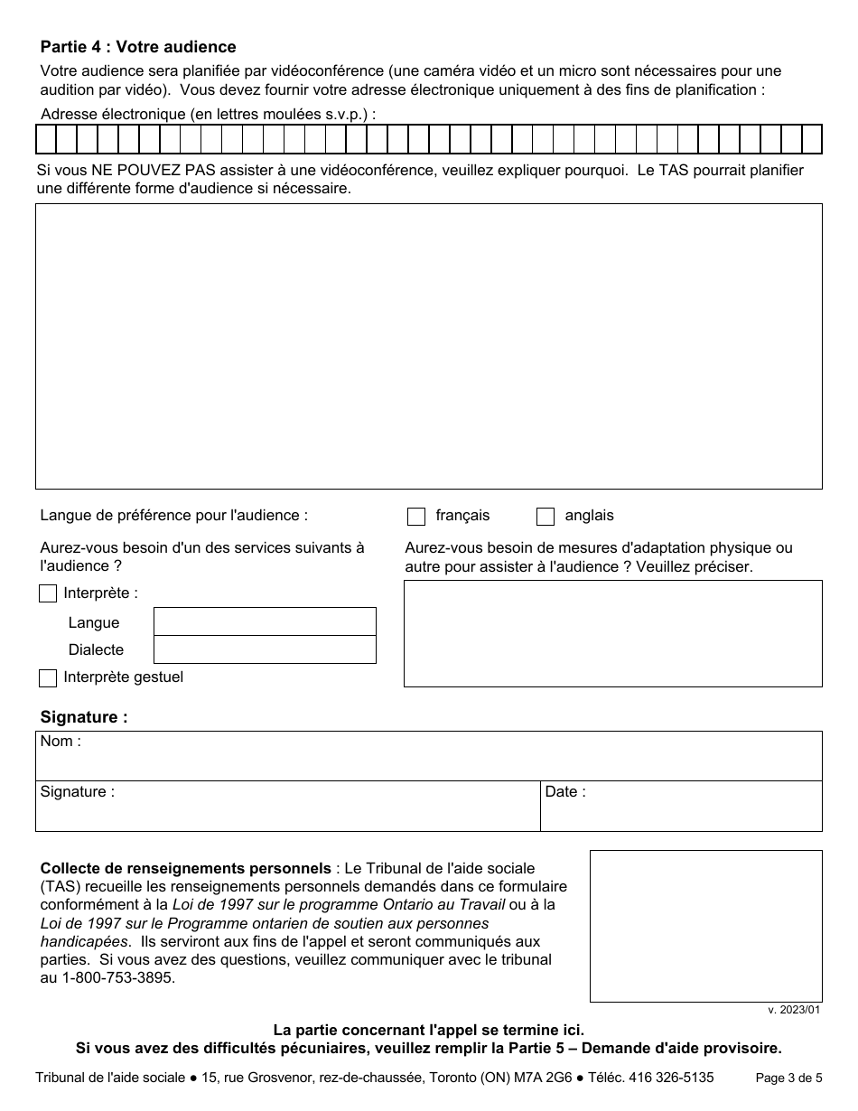 Forme 1 Appel - Ontario, Canada (French), Page 4