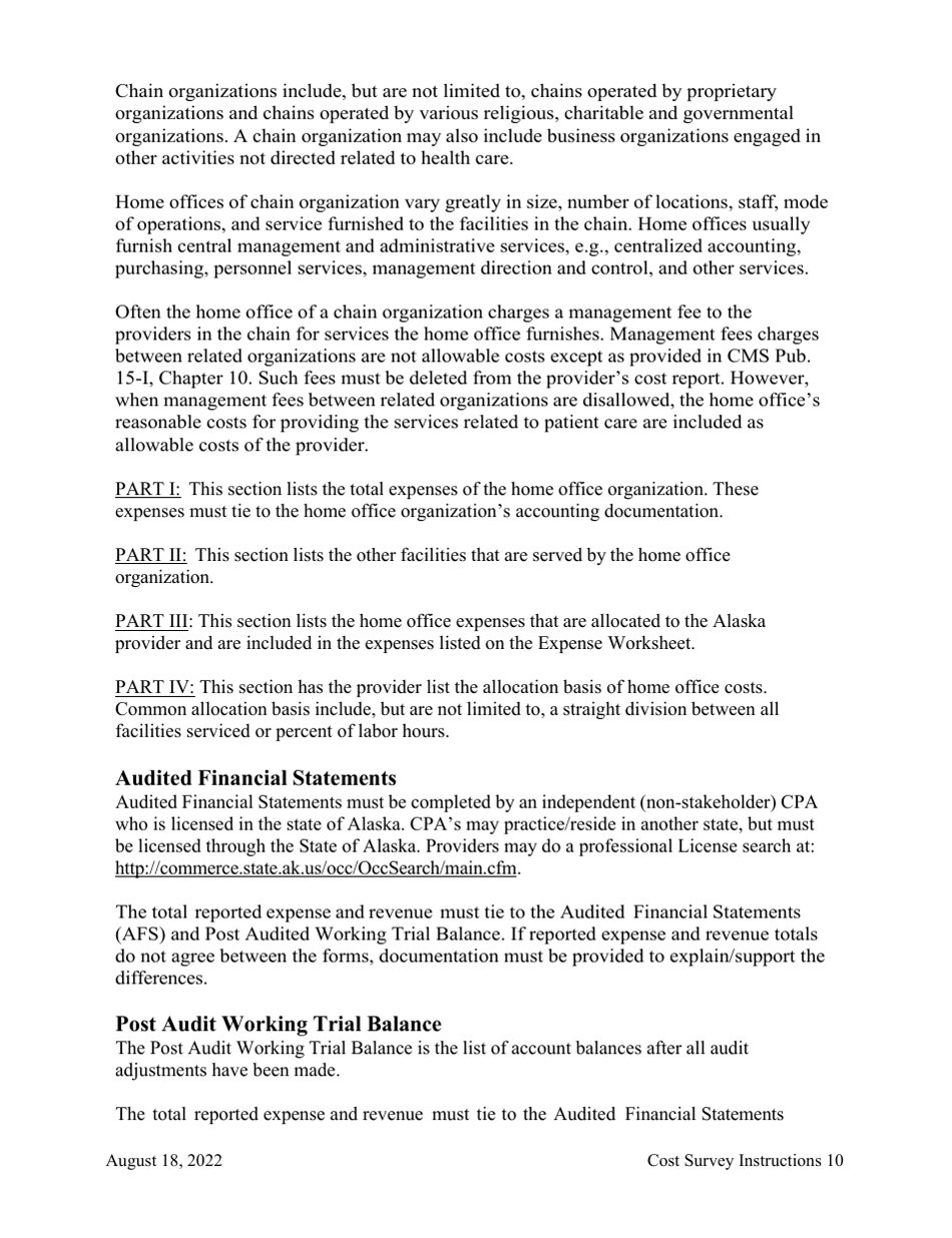 Instructions for Cost Survey - Alaska, Page 10